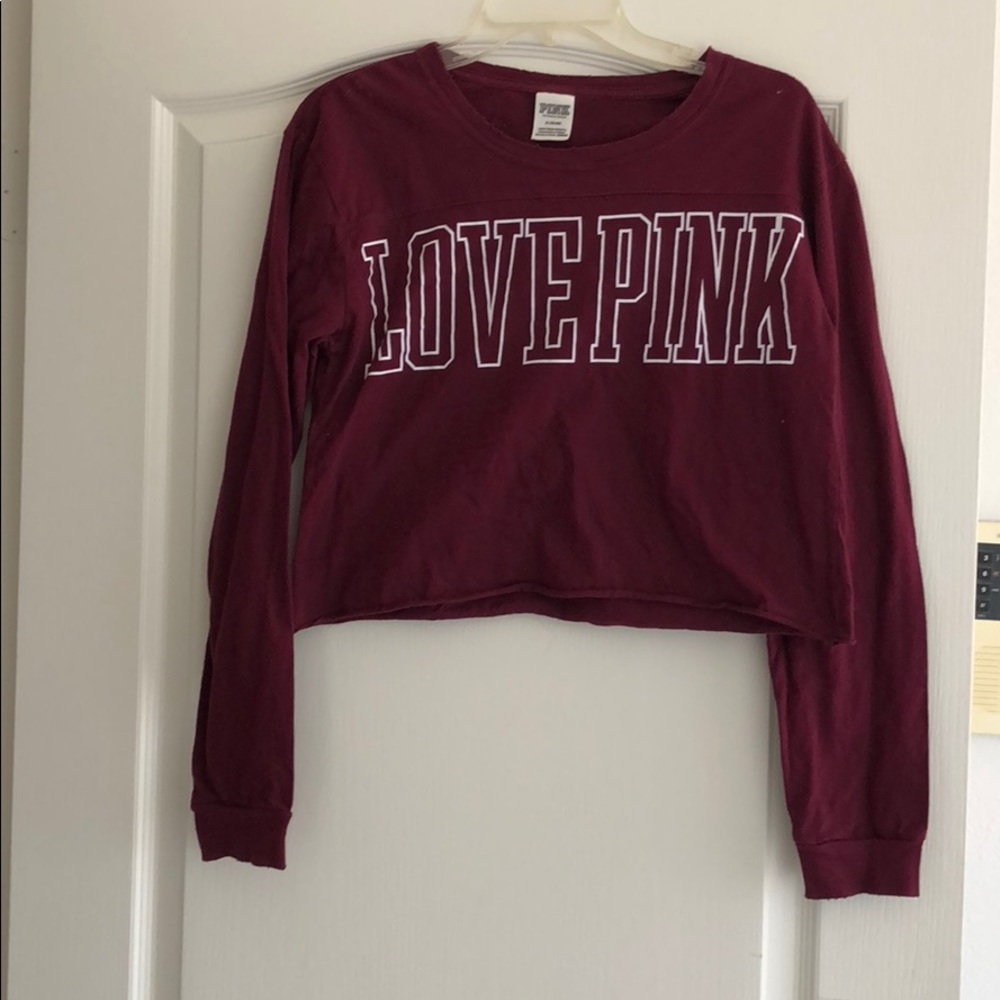 PINK cropped long sleeve shirt